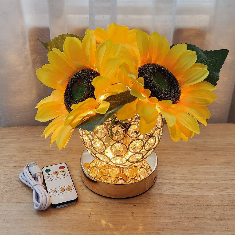Sunflower Rechargeable LED Ambiance Lamp with Remote and USB Charger